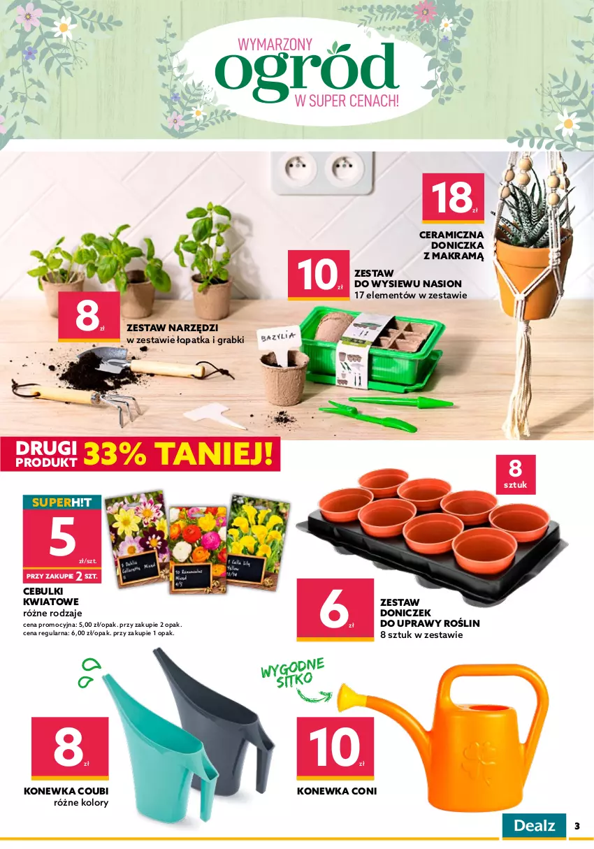 Gazetka promocyjna Dealz - NOWY KATALOGWymarzony Ogród w super cenach! - ważna 04.04 do 16.04.2022 - strona 3 - produkty: Gra, Konewka, Osłonka, Zestaw narzędzi