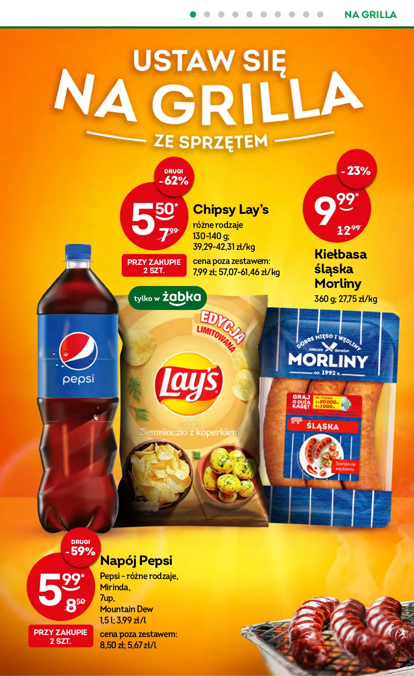 Gazetka promocyjna Żabka - ważna 10.05 do 23.05.2023 - strona 21 - produkty: 7up, Chipsy, Grill, Kiełbasa, Kiełbasa śląska, Lay’s, Mirinda, Morliny, Napój, Pepsi