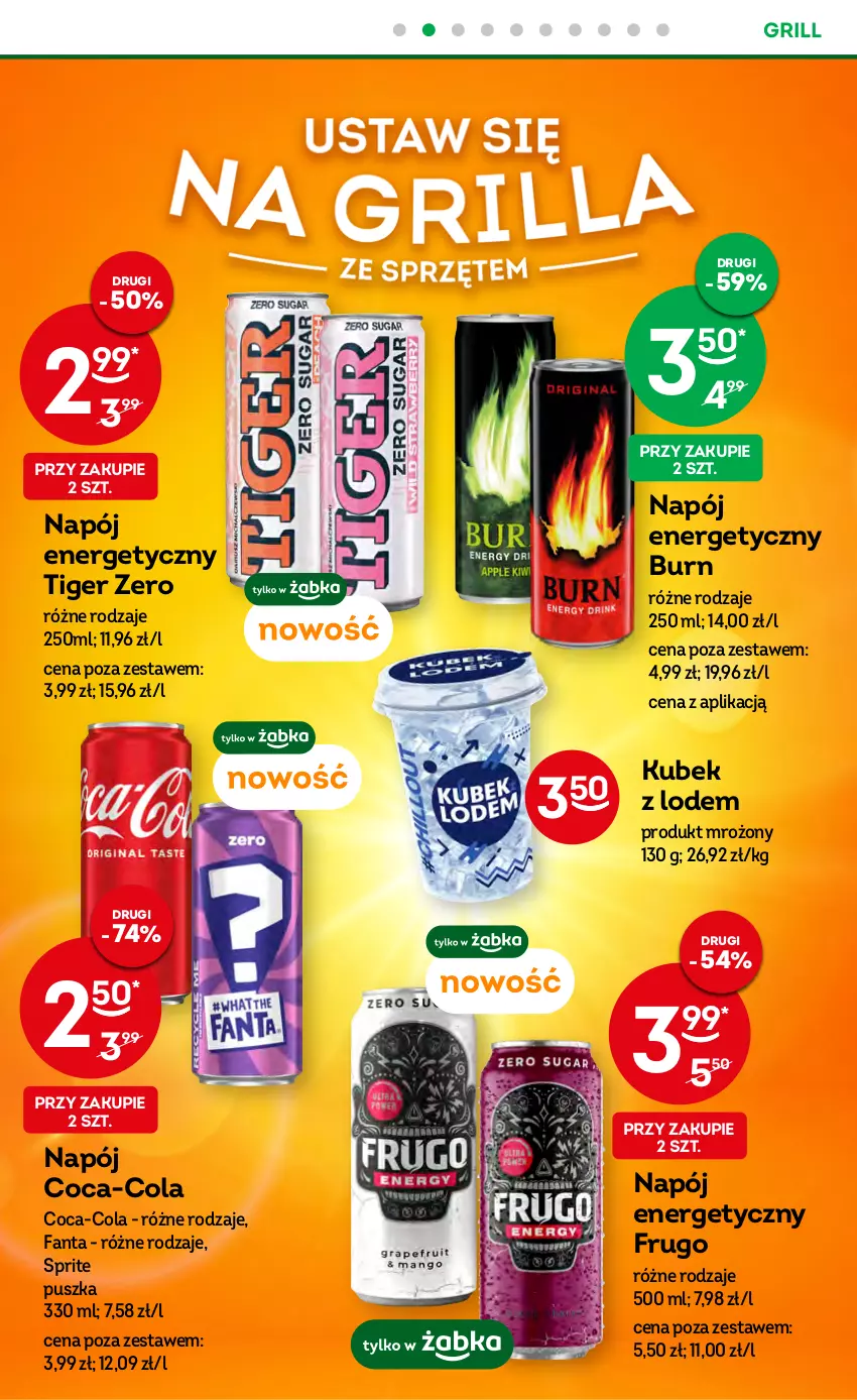 Gazetka promocyjna Żabka - ważna 10.05 do 23.05.2023 - strona 22 - produkty: Coca-Cola, Fa, Fanta, Grill, Kubek, Napój, Napój energetyczny, Sprite, Tiger