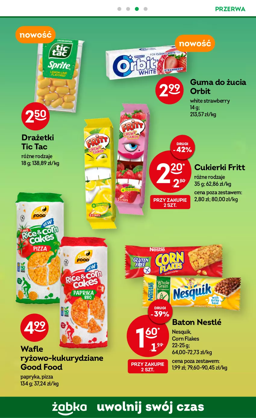 Gazetka promocyjna Żabka - ważna 10.05 do 23.05.2023 - strona 44 - produkty: Baton, Corn flakes, Cukier, Cukierki, Guma do żucia, Nesquik, Nestlé, Orbit, Papryka, Pizza, Ryż, Wafle