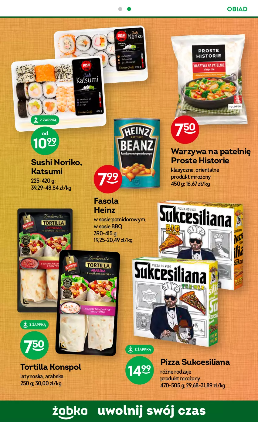 Gazetka promocyjna Żabka - ważna 10.05 do 23.05.2023 - strona 49 - produkty: Fa, Fasola, Heinz, Pizza, Sos, Sushi, Tortilla, Warzywa