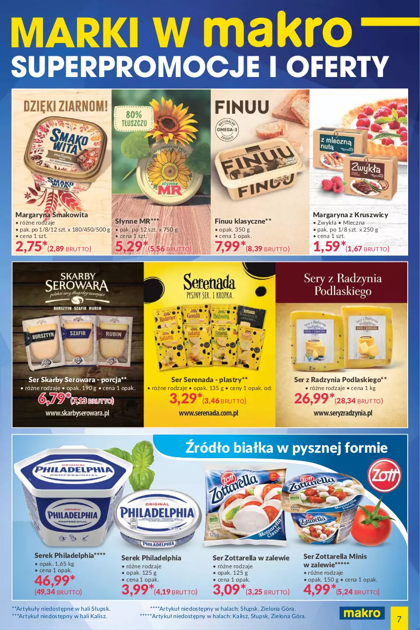 Gazetka promocyjna Makro - [Oferta specjalna] Marki w MAKRO - ważna 05.10 do 18.10.2021 - strona 7 - produkty: Finuu, Margaryna, Philadelphia, Podlaski, Por, Ser, Serek, Słynne, Smakowita, Zott, Zottarella