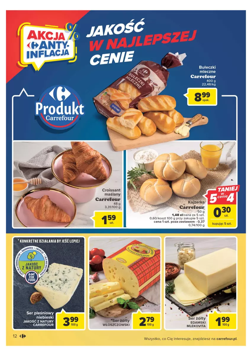 Gazetka promocyjna Carrefour - Gazetka Wielki otwarcie Carrefour Plac Unii - ważna 31.05 do 05.06.2023 - strona 12 - produkty: Bułeczki, Bułeczki mleczne, Croissant, Edam, Kosz, Mleko, Mlekovita, Ser, Ser pleśniowy, Włoszczowski