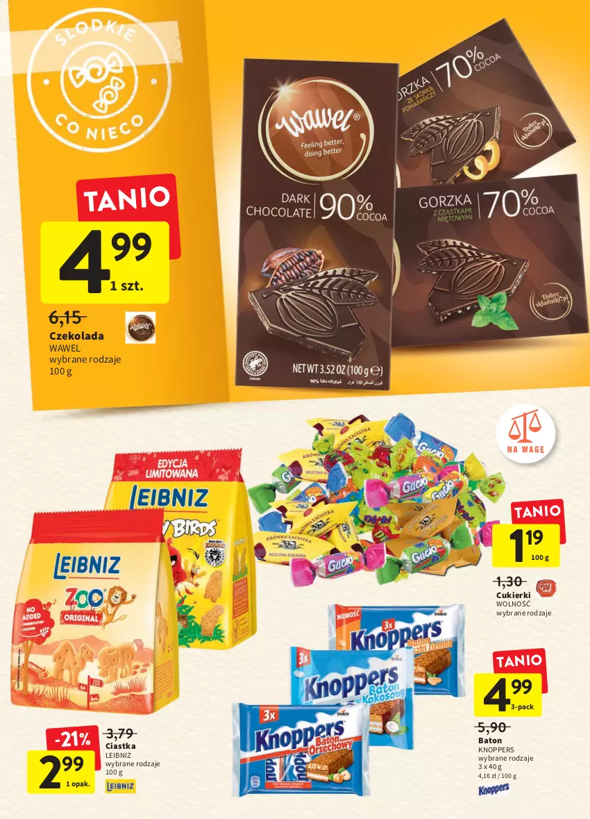 Gazetka promocyjna Intermarche - ważna 17.03 do 23.03.2022 - strona 24 - produkty: Baton, Ciastka, Cukier, Cukierki, Czekolada, Knoppers, Wawel