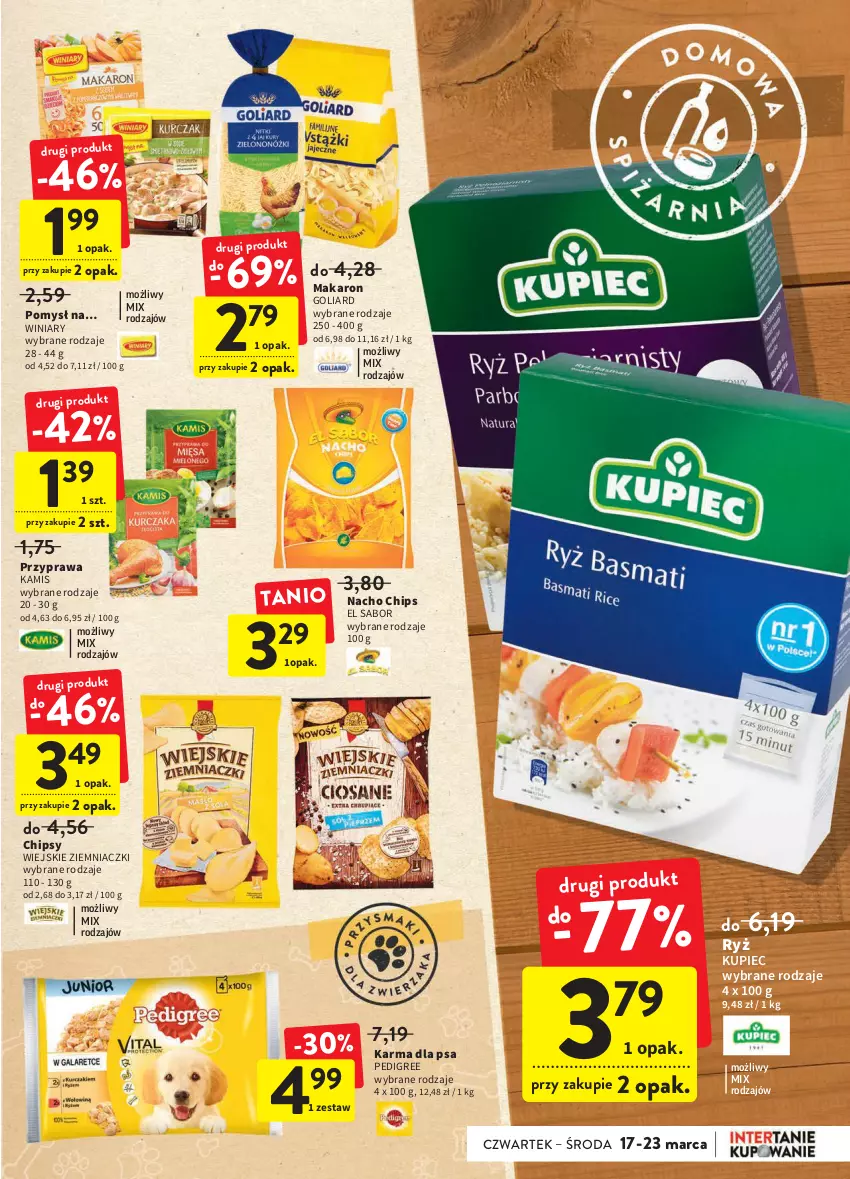 Gazetka promocyjna Intermarche - ważna 17.03 do 23.03.2022 - strona 27 - produkty: Chipsy, Goliard, Kamis, Kupiec, Makaron, Pedigree, Piec, Ryż, Winiary