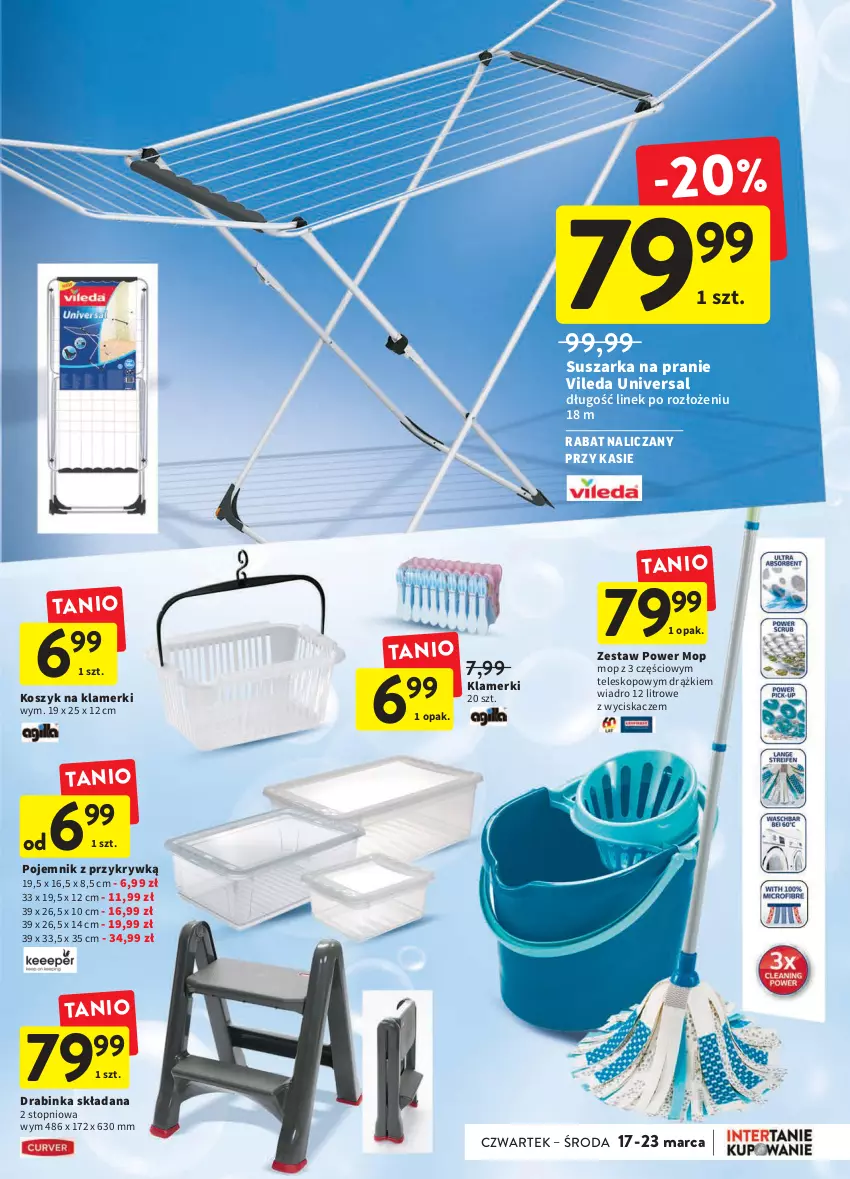 Gazetka promocyjna Intermarche - ważna 17.03 do 23.03.2022 - strona 37 - produkty: Inka, Kosz, Mop, Pojemnik, Suszarka, Suszarka na pranie, Teleskop, Top, Vileda, Wiadro