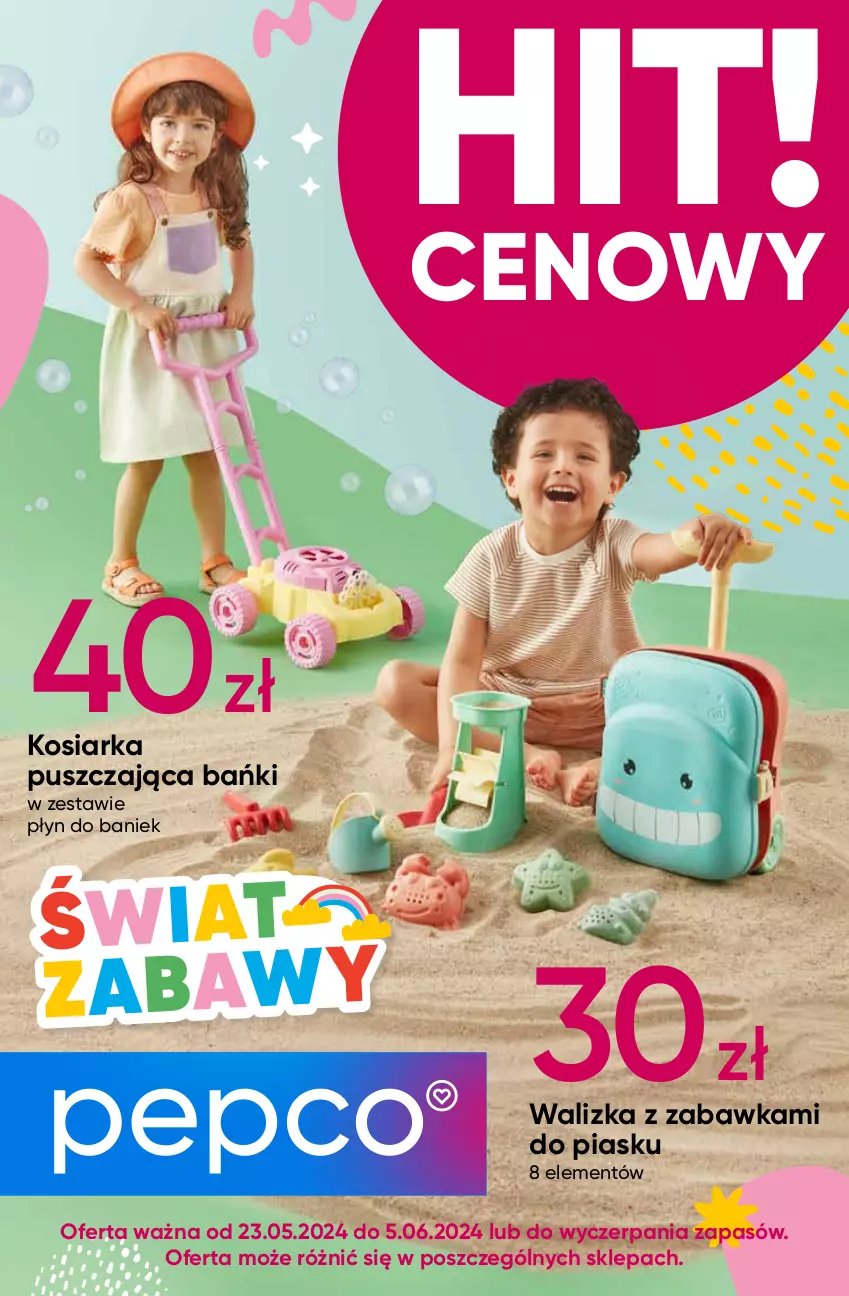 Gazetka promocyjna Pepco - Świat zabawy - ważna 23.05 do 06.06.2024 - strona 1 - produkty: Kosiarka, Walizka, Zabawka