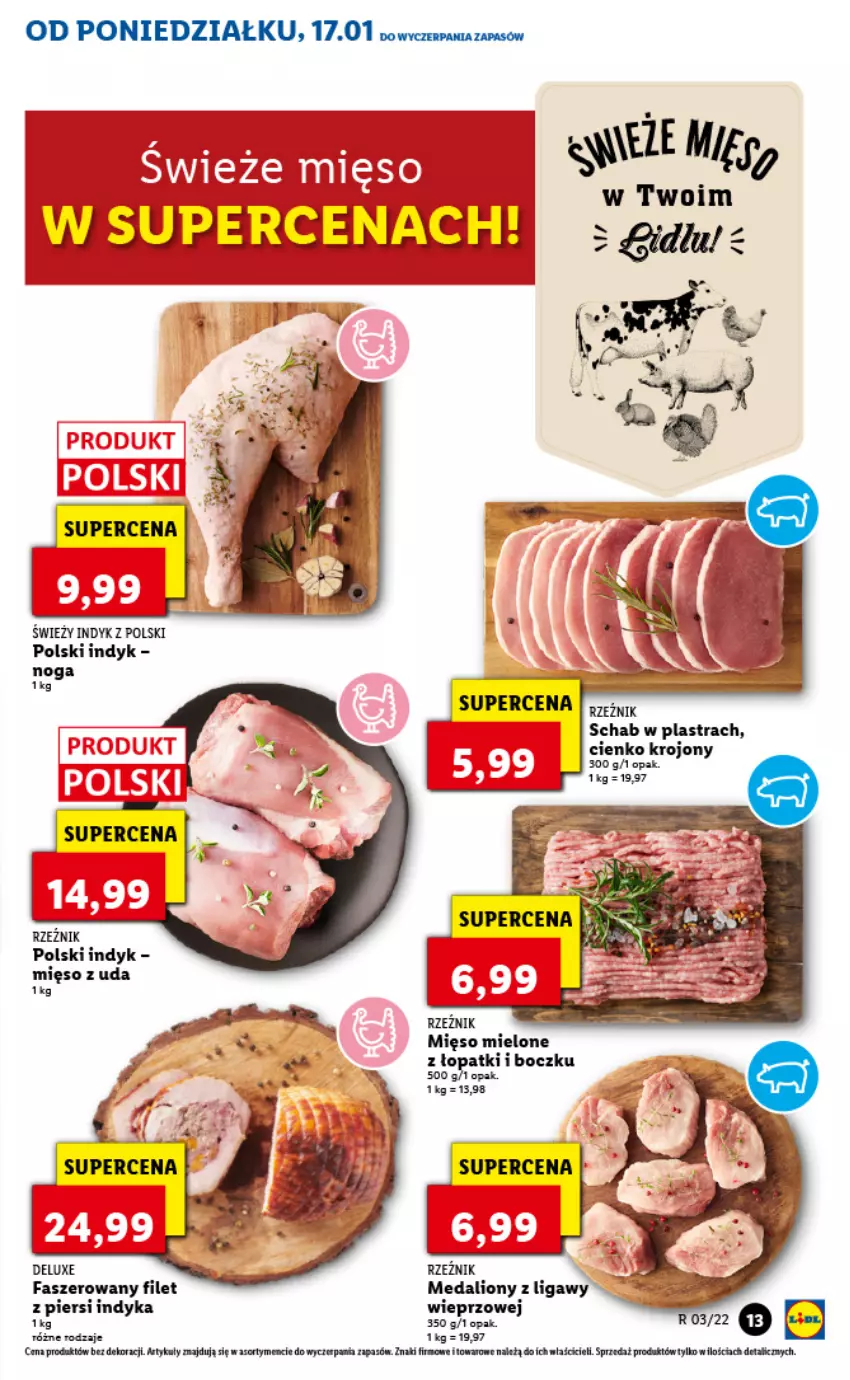 Gazetka promocyjna Lidl - GAZETKA - ważna 17.01 do 19.01.2022 - strona 13 - produkty: Fa, Filet z piersi indyka, Mięso, Mięso mielone