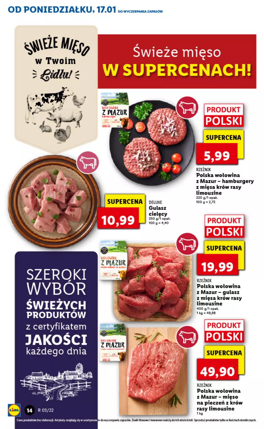 Gazetka promocyjna Lidl - GAZETKA - ważna 17.01 do 19.01.2022 - strona 14 - produkty: Burger, Hamburger, Mięso, Piec, Wołowina