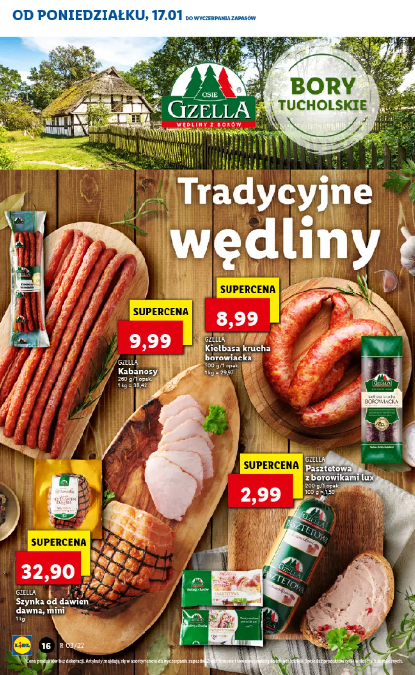 Gazetka promocyjna Lidl - GAZETKA - ważna 17.01 do 19.01.2022 - strona 16 - produkty: Fa, Kabanos, Kiełbasa, Szynka