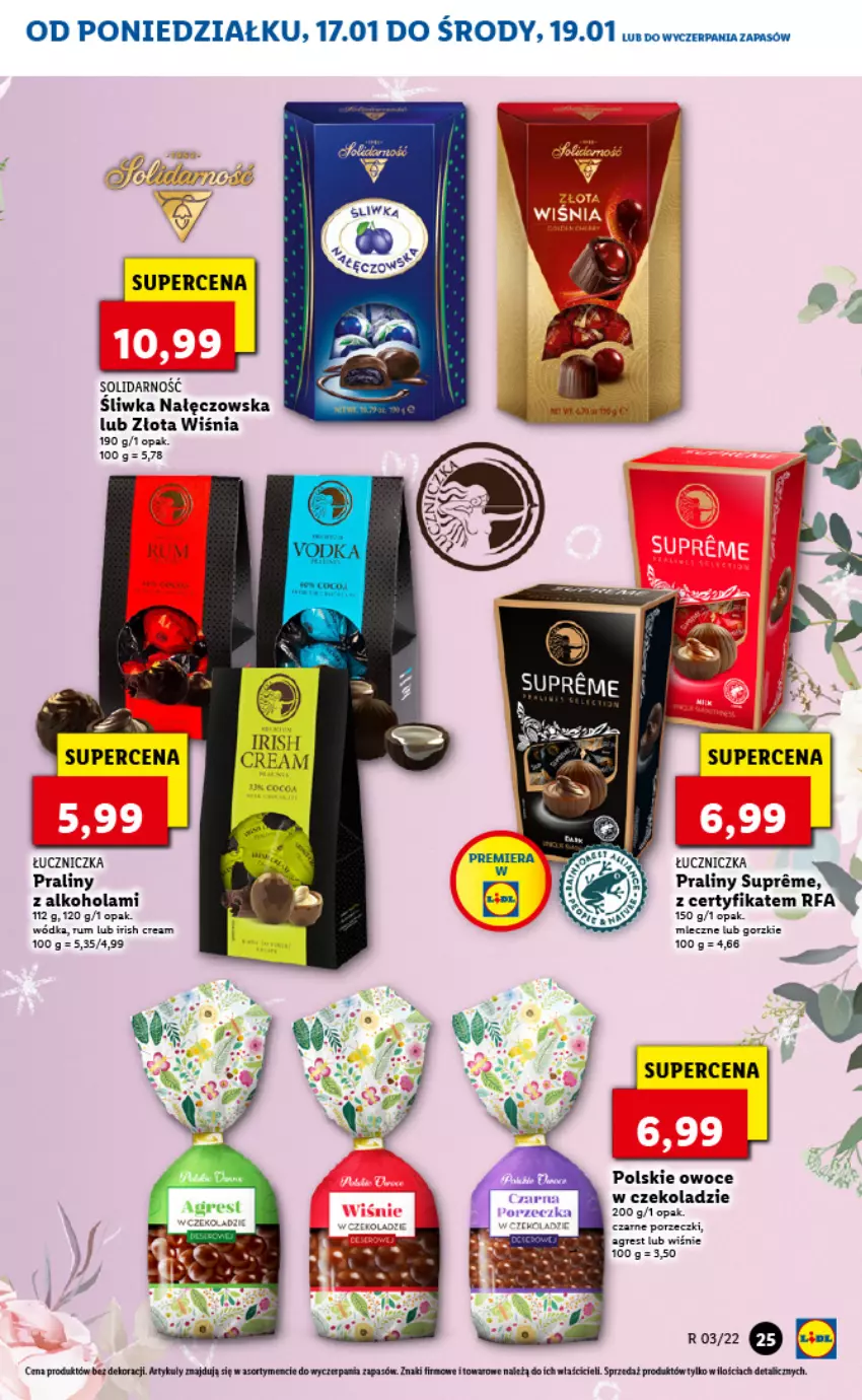 Gazetka promocyjna Lidl - GAZETKA - ważna 17.01 do 19.01.2022 - strona 25 - produkty: Fa, Gres, Owoce, Por, Praliny, Rum, Wódka, Znicz