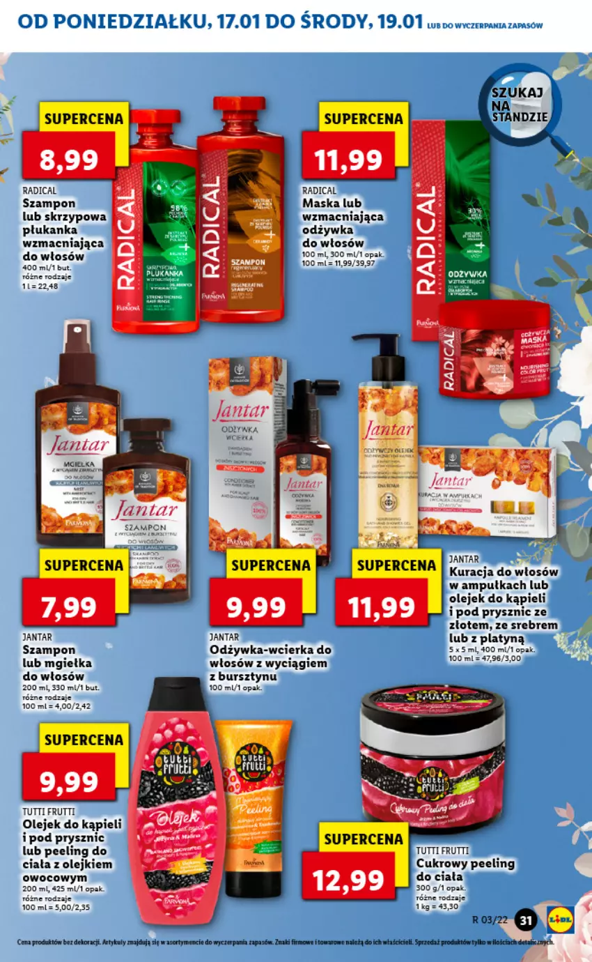 Gazetka promocyjna Lidl - GAZETKA - ważna 17.01 do 19.01.2022 - strona 31 - produkty: Bursztyn, Cukrowy peeling, Maska, Odżywka, Olej, Peeling, Szampon