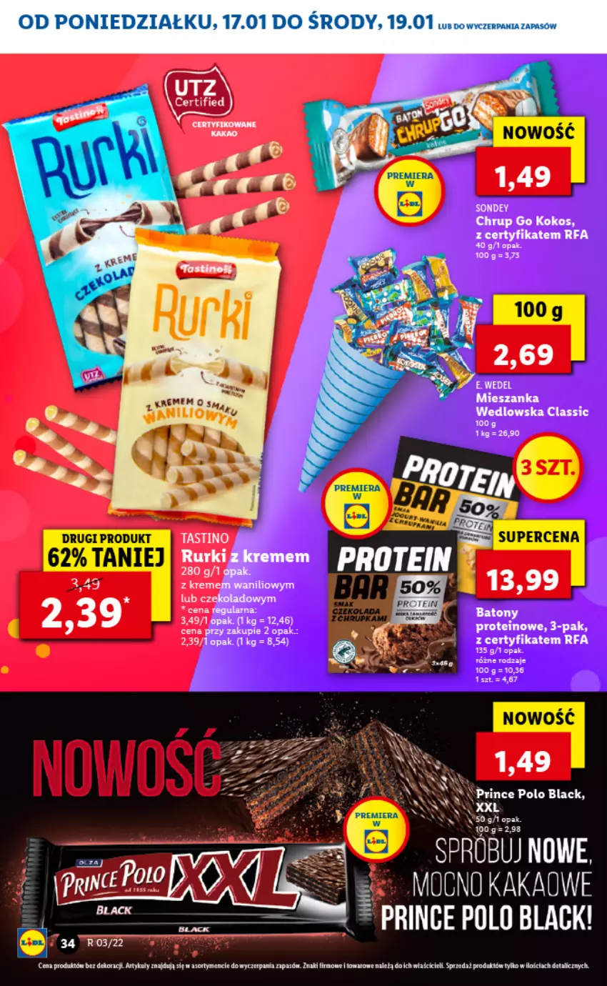 Gazetka promocyjna Lidl - GAZETKA - ważna 17.01 do 19.01.2022 - strona 34 - produkty: Baton, E. Wedel, Fa, Kakao, Kokos, Lack, Prince Polo