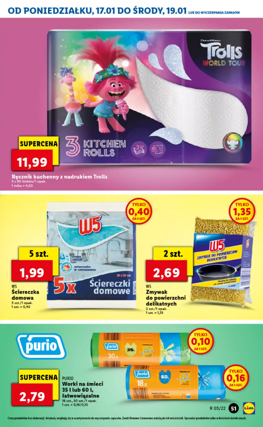 Gazetka promocyjna Lidl - GAZETKA - ważna 17.01 do 19.01.2022 - strona 51 - produkty: Pur, Worki na śmiec, Worki na śmieci