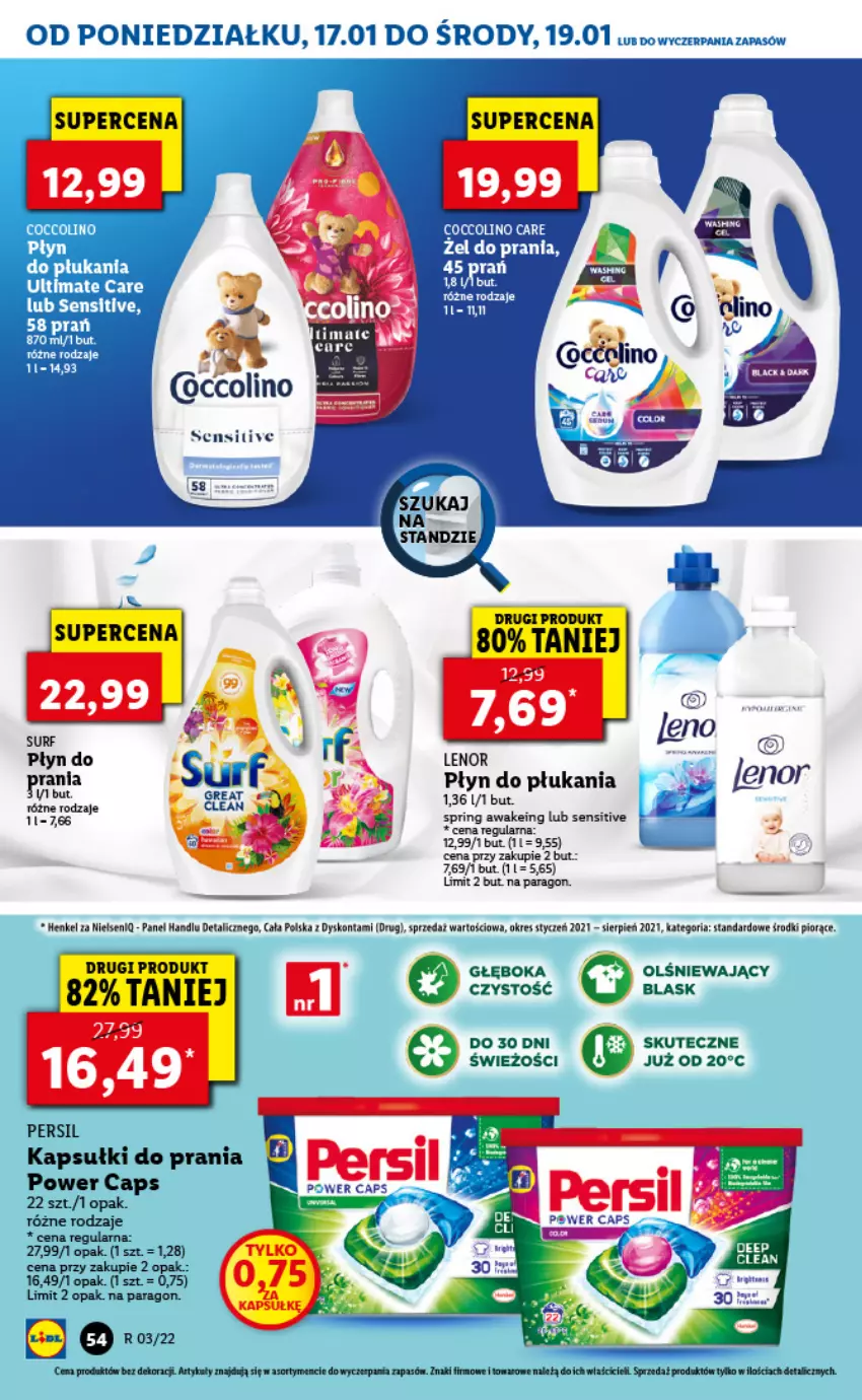 Gazetka promocyjna Lidl - GAZETKA - ważna 17.01 do 19.01.2022 - strona 54 - produkty: Kapsułki do prania, Persil, Płyn do płukania, Surf