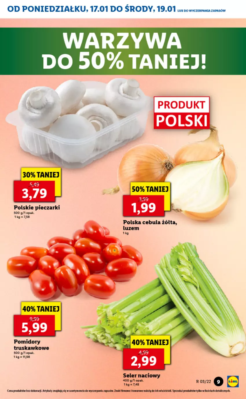 Gazetka promocyjna Lidl - GAZETKA - ważna 17.01 do 19.01.2022 - strona 9 - produkty: Cebula, Piec, Seler naciowy, Warzywa