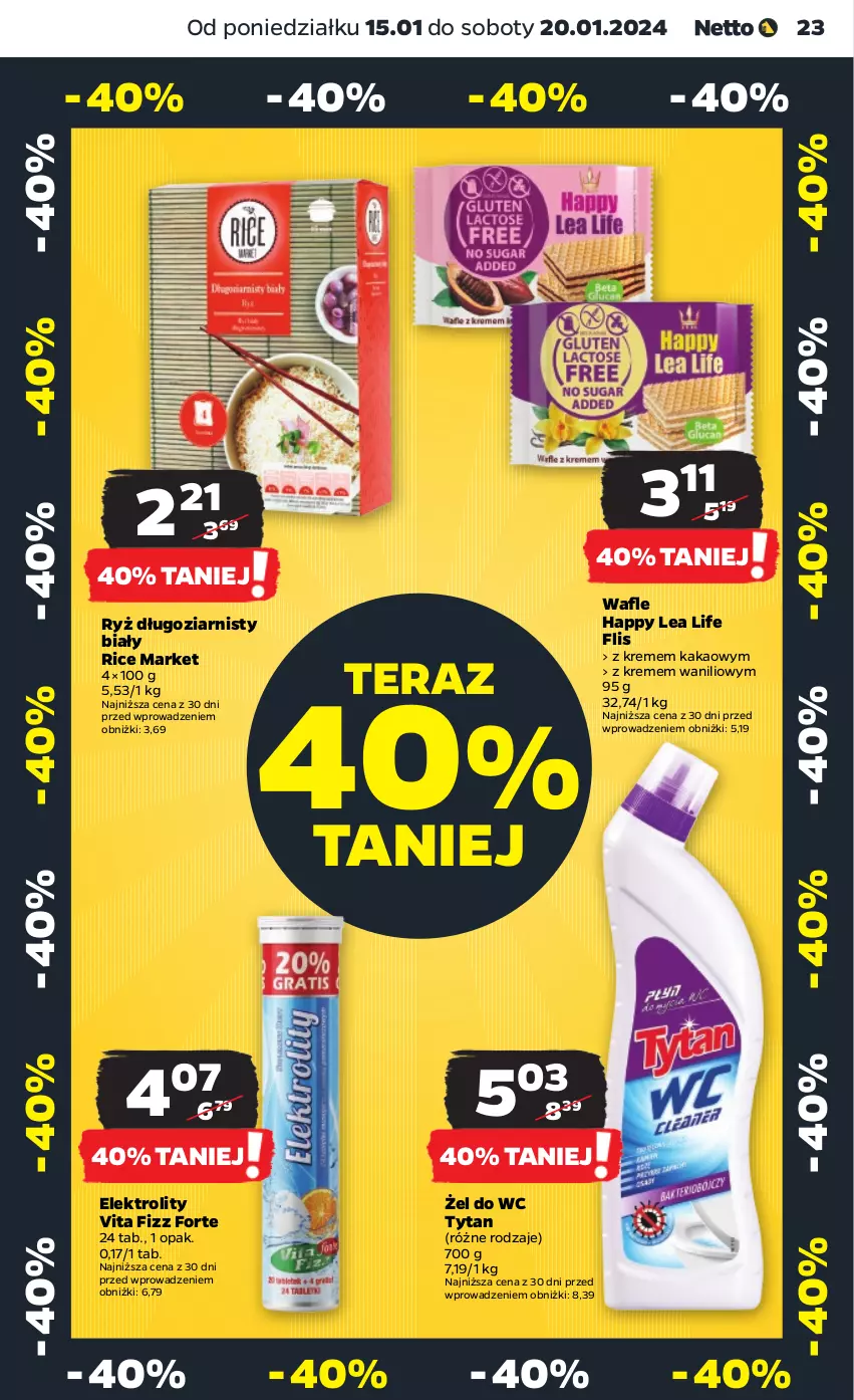 Gazetka promocyjna Netto - Artykuły spożywcze - ważna 15.01 do 20.01.2024 - strona 23 - produkty: Kakao, Ryż, Tera, Tytan, Wafle