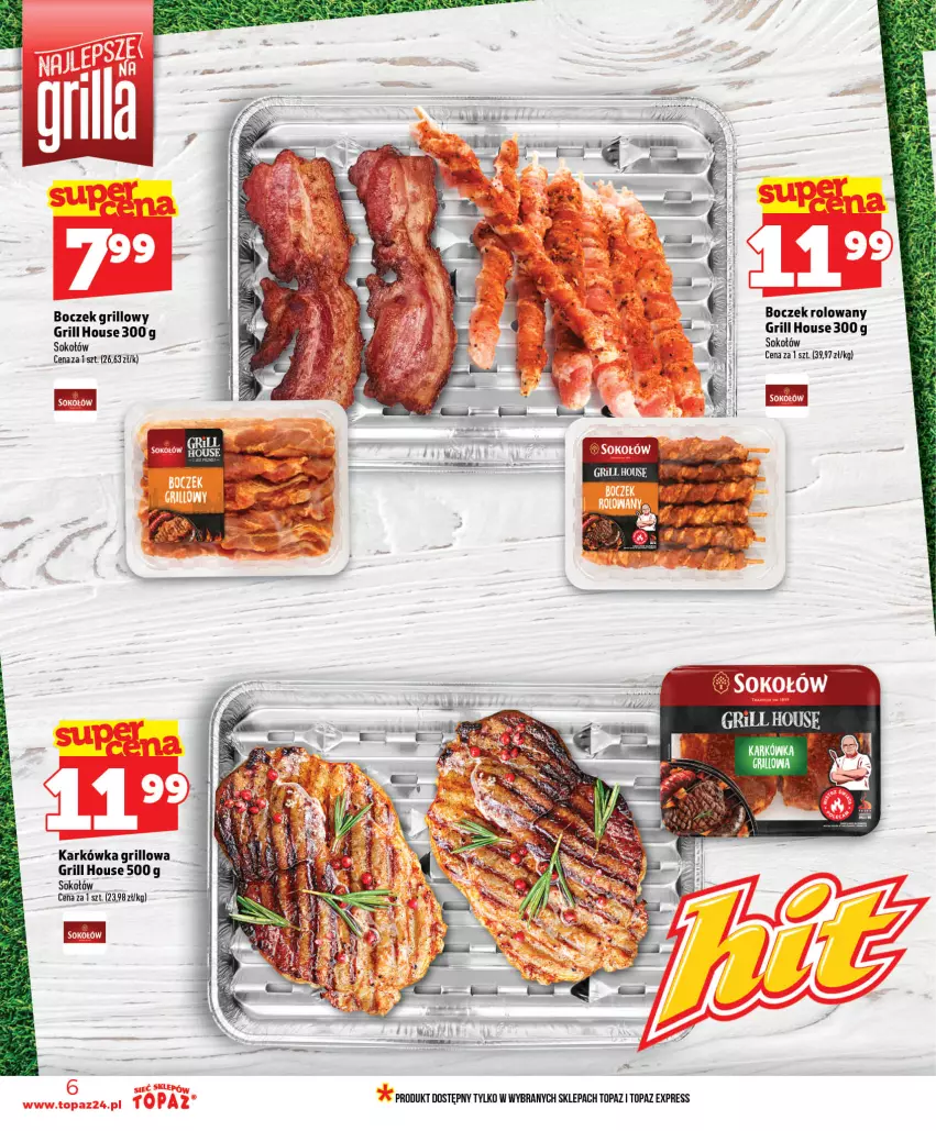 Gazetka promocyjna Topaz - Gazetka - ważna 18.06 do 24.06.2026 - strona 6 - produkty: Boczek, Grill, Ser, Sok, Sokołów, Top