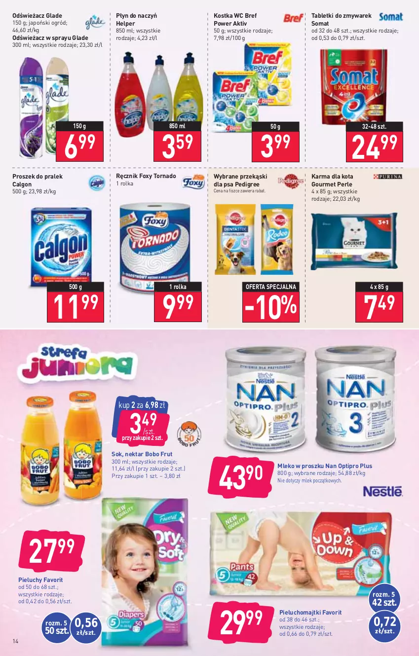 Gazetka promocyjna Stokrotka - Supermarket - ważna 03.02 do 09.02.2022 - strona 14 - produkty: Bref, Calgon, Fa, Foxy, LG, Majtki, Mleko, Mleko w proszku, NAN Optipro, Nektar, Ogród, Pedigree, Pieluchomajtki, Pieluchy, Przekąski dla psa, Ręcznik, Sok, Somat, Tablet