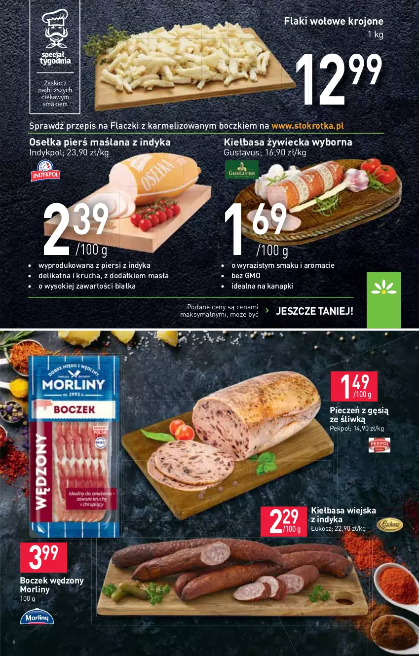 Gazetka promocyjna Stokrotka - Supermarket - ważna 03.02 do 09.02.2022 - strona 6 - produkty: Boczek, Flaki, Flaki wołowe, Kiełbasa, Kiełbasa wiejska, Kosz, LANA, Morliny, Pekpol, Piec, Sok