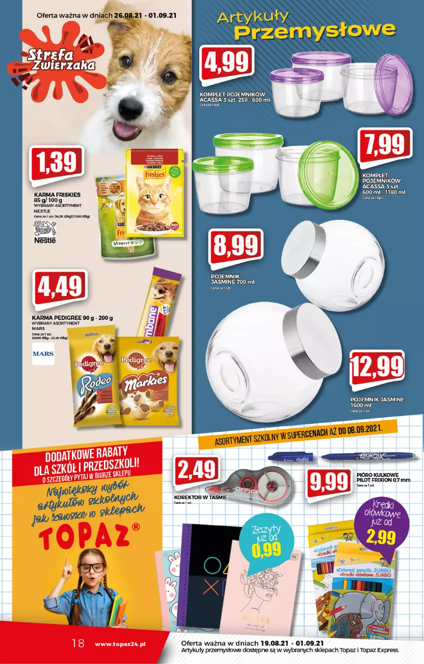 Gazetka promocyjna Topaz - Gazetka - ważna 26.08 do 01.09.2021 - strona 18 - produkty: Fa, Friskies, Pedigree, Top