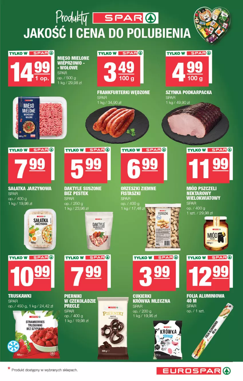 Gazetka promocyjna Spar - EuroSpar - ważna 16.11 do 26.11.2025 - strona 11 - produkty: Daktyle, Folia aluminiowa, Frankfurterki, Karp, Mięso, Mięso mielone, Miód, Nektar, Orzeszki, Orzeszki ziemne, Piernik, Precle, Sałat, Sałatka, Stek, Szynka, Truskawki