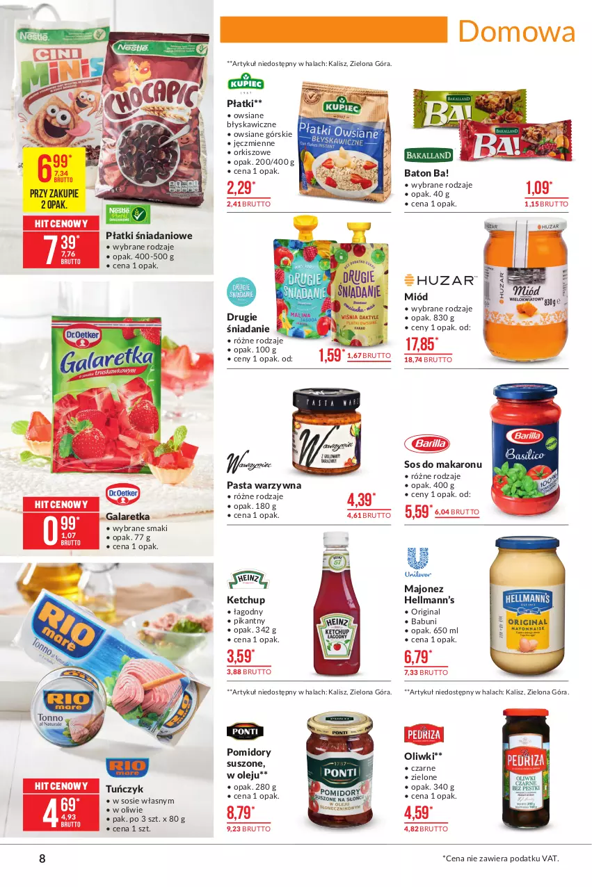 Gazetka promocyjna Makro - [Oferta promocyjna] Artykuły spożywcze - ważna 15.06 do 28.06.2021 - strona 8 - produkty: Ba!, Babuni, Baton, Danio, Gala, Galaretka, Gin, Ketchup, Majonez, Makaron, Miód, Olej, Oliwki, Pasta warzywna, Pomidory, Sos, Sos do makaronu, Tuńczyk