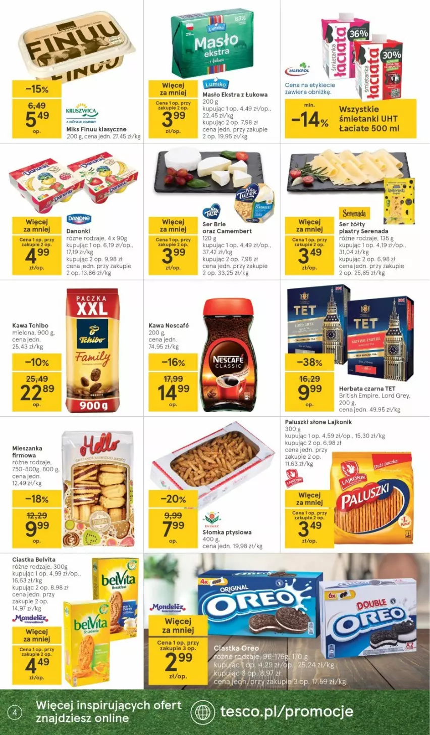 Gazetka promocyjna Tesco - Tesco gazetka - przyszły tydzień - ważna 17.06 do 23.06.2021 - strona 4 - produkty: BelVita, Brie, Brit, Ciastka, Finuu, Herbata, Herbata czarna, Kawa, Koc, Lajkonik, Masło, Ser, Tchibo