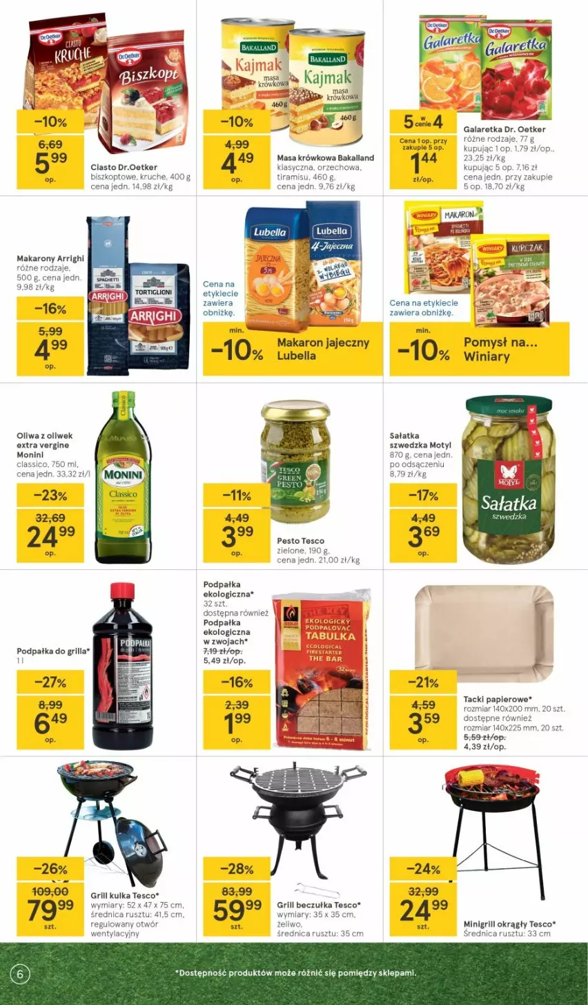 Gazetka promocyjna Tesco - Tesco gazetka - przyszły tydzień - ważna 17.06 do 23.06.2021 - strona 6 - produkty: Bakalland, Bell, Bella, Dr. Oetker, Gala, Galaretka, Gin, Grill, Lubella, Makaron, Monini, Oliwa z oliwek, Papier, Pesto, Sałat, Sałatka, Winiary