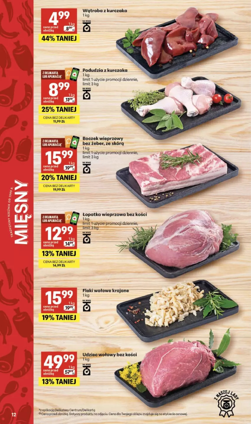 Gazetka promocyjna Delikatesy Centrum - Franczyza DC34 Czwartek - ważna 20.08 do 26.08.2026 - strona 12 - produkty: Boczek, Boczek wieprzowy, Flaki, Flaki wołowe, Kurczak, Rum, Udziec wołowy