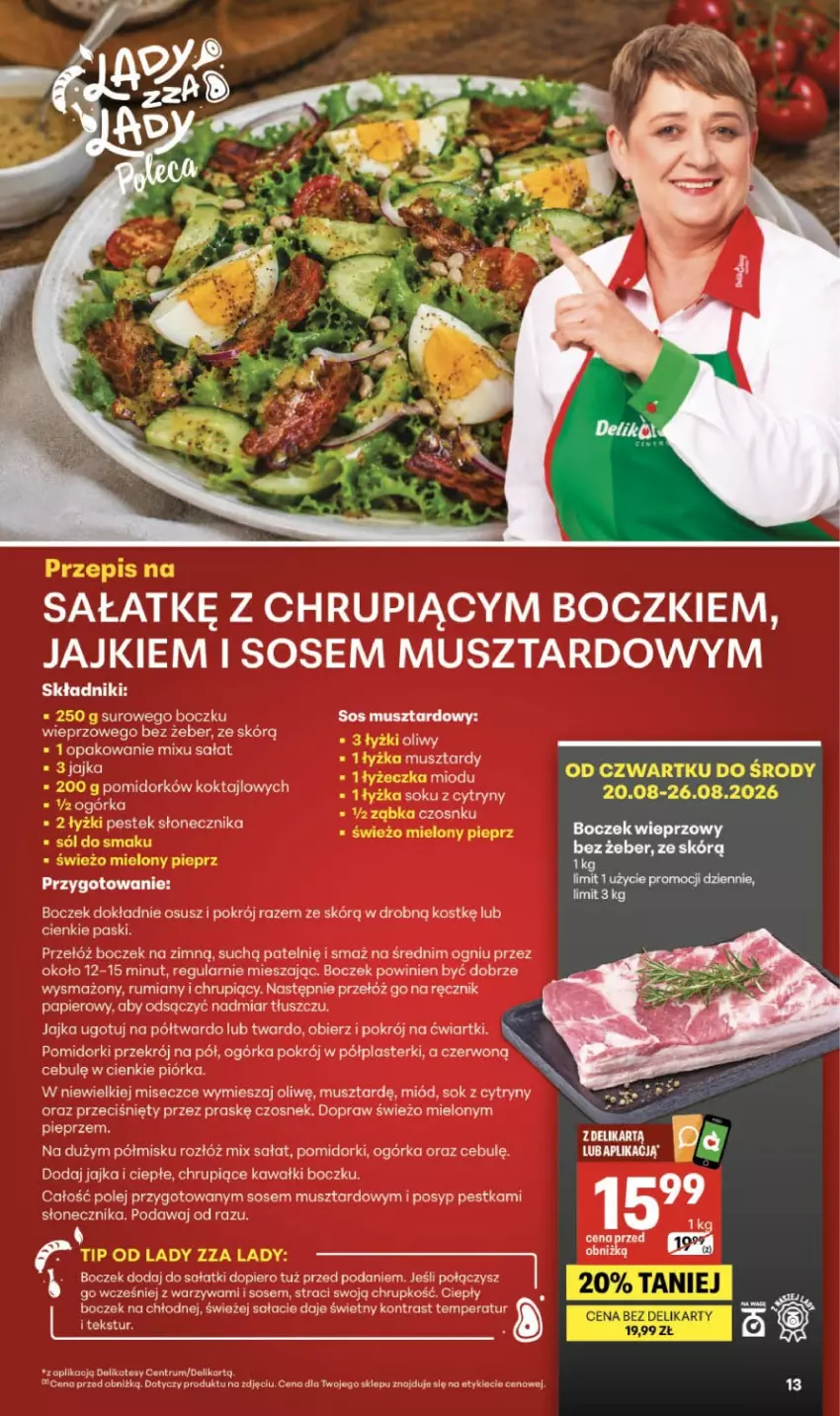 Gazetka promocyjna Delikatesy Centrum - Franczyza DC34 Czwartek - ważna 20.08 do 26.08.2026 - strona 13 - produkty: Boczek, Cytryny, Czosnek, Kawa, Miód, Mus, Olej, Papier, Pieprz, Plasterki, Pomidorki, Ręcznik, Rum, Sałat, Sok, Sos, Warzywa