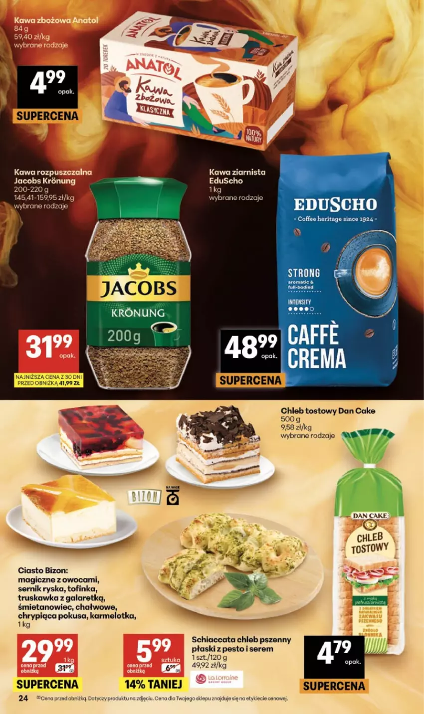 Gazetka promocyjna Delikatesy Centrum - Franczyza DC34 Czwartek - ważna 20.08 do 26.08.2026 - strona 24 - produkty: Chia, Chleb, Chleb tostowy, Dan Cake, Gala, Inka, Kawa, Kawa rozpuszczalna, Kawa ziarnista, Pesto, Ser