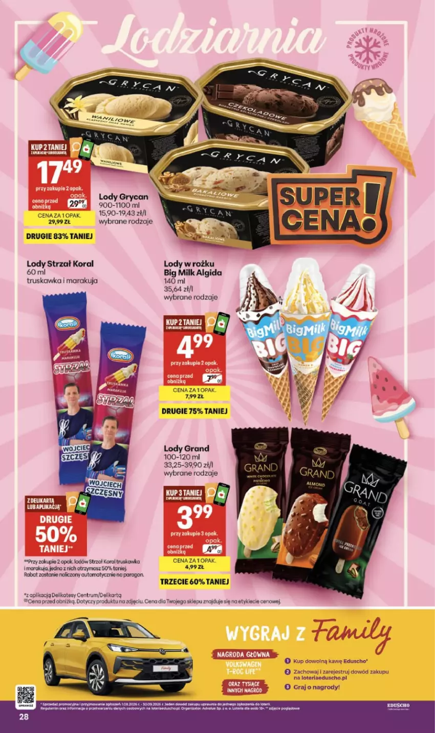 Gazetka promocyjna Delikatesy Centrum - Franczyza DC34 Czwartek - ważna 20.08 do 26.08.2026 - strona 28 - produkty: Algida, BIC, Big Milk, Gra, Gry, LG, Lody, Rum, Tera