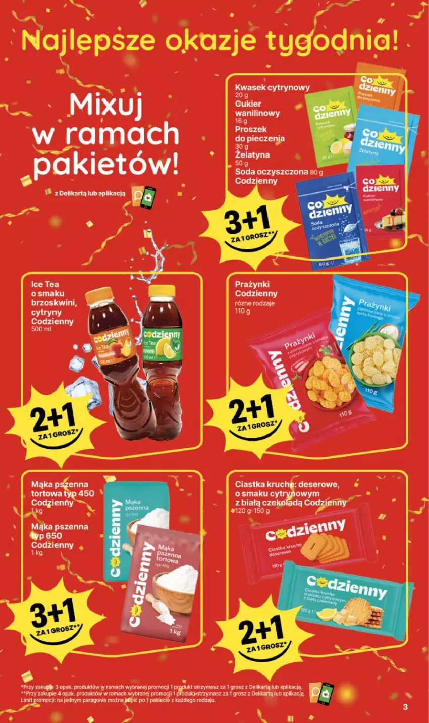 Gazetka promocyjna Delikatesy Centrum - Franczyza DC34 Czwartek - ważna 20.08 do 26.08.2026 - strona 3 - produkty: Ciastka, Cukier, Cukier wanilinowy, Cytryny, Deser, Ice tea, LG, Mąka, Mąka pszenna, Piec, Proszek do pieczenia, Rama, Ser, Soda oczyszczona