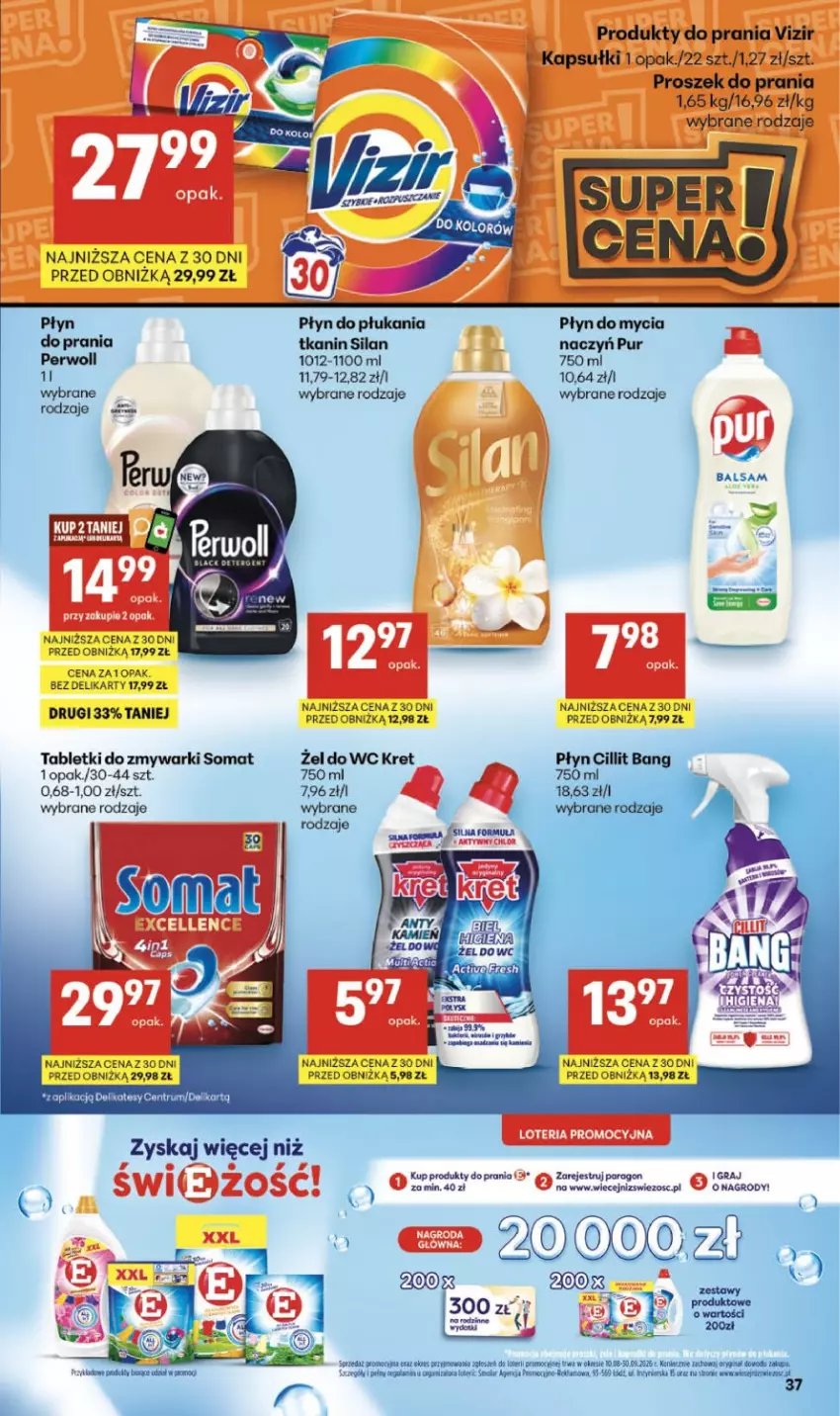 Gazetka promocyjna Delikatesy Centrum - Franczyza DC34 Czwartek - ważna 20.08 do 26.08.2026 - strona 37 - produkty: Dell, Gra, Kret, Perwoll, Płyn do płukania, Proszek do prania, Rum, Silan, Somat, Tablet, Tabletki do zmywarki, Vizir, Zmywarki