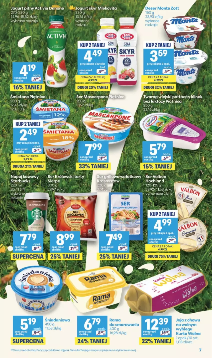 Gazetka promocyjna Delikatesy Centrum - Franczyza DC34 Czwartek - ważna 20.08 do 26.08.2026 - strona 7 - produkty: Activia, Brie, Danio, Danone, Deser, Hochland, Jaja, Jogurt, Jogurt pitny, Mascarpone, Mleko, Mlekovita, Monte, Piątnica, Por, Sałat, Ser, Twaróg, Zott