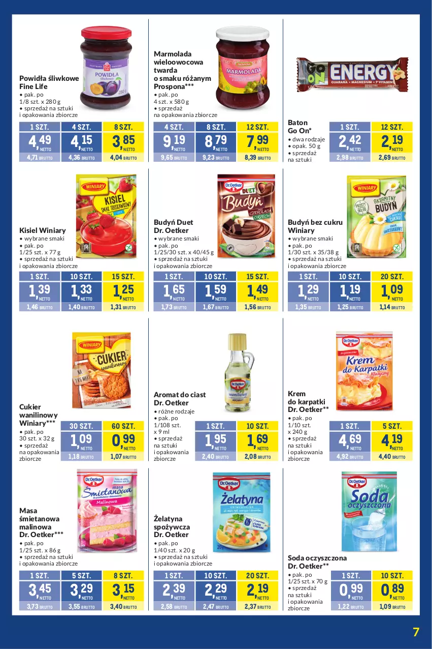 Gazetka promocyjna Makro - Kupujesz więcej płacisz mniej - ważna 21.01 do 17.02.2025 - strona 7 - produkty: Baton, Budyń, Cukier, Cukier wanilinowy, Dr. Oetker, Karp, Kisiel, Krem do karpatki, Marmolada, Mola, Róża, Soda oczyszczona, Winiary