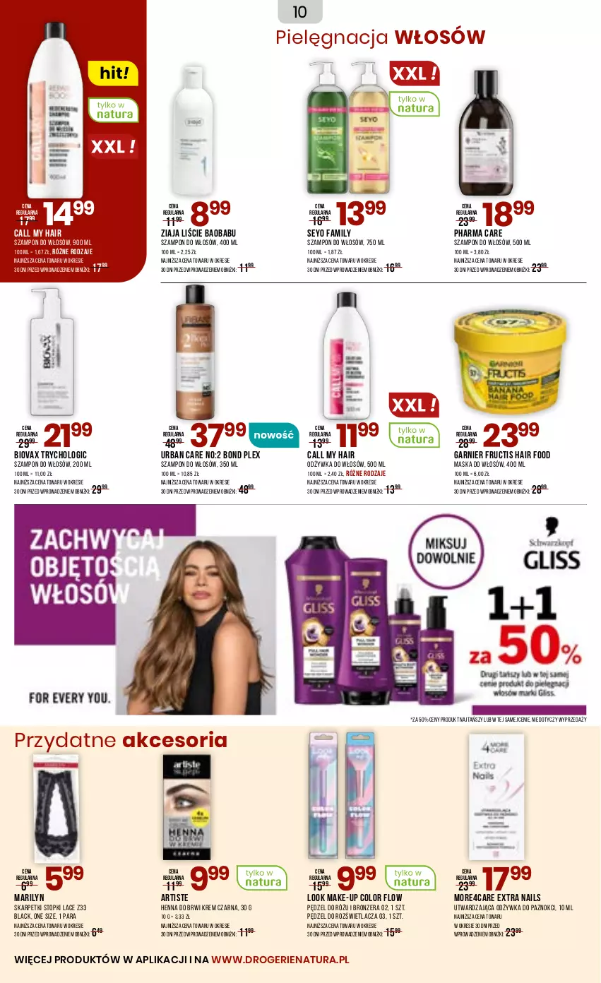 Gazetka promocyjna Drogerie Natura - Gazetka Drogerie Natura - ważna 23.06 do 04.07.2025 - strona 10 - produkty: Biovax, Bronzer, Fa, Fructis, Garnier, Karp, Lack, Marilyn, Maska, Maska do włosów, Odżywka, Pędzel do różu, Pielęgnacja włosów, Rozświetlacz, Skarpetki, Szampon, Top, Ziaja