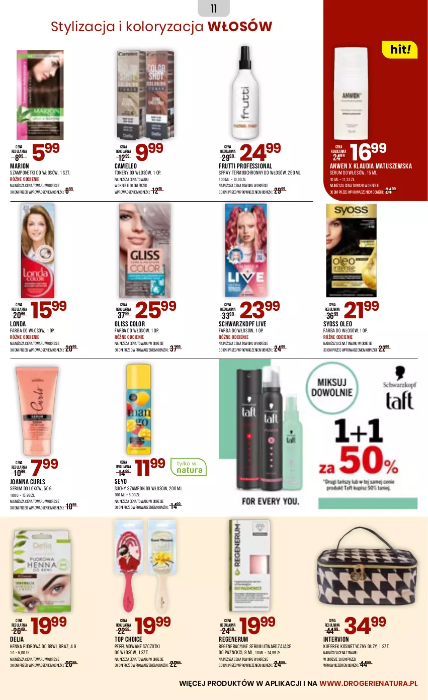 Gazetka promocyjna Drogerie Natura - Gazetka Drogerie Natura - ważna 23.06 do 04.07.2025 - strona 11 - produkty: Eleo, Fa, Farba do włosów, Joanna, Oleo, Perfum, Rum, Schwarzkopf, Ser, Serum, Serum do włosów, Suchy szampon, Syoss, Szampon, Top, Tusz