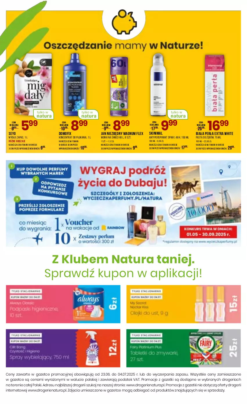 Gazetka promocyjna Drogerie Natura - Gazetka Drogerie Natura - ważna 23.06 do 04.07.2025 - strona 16 - produkty: Antyperspirant, Dres, Jan Niezbędny, JBL, Mydło, Pasta do zębów, Perła, Worki na śmiec, Worki na śmieci
