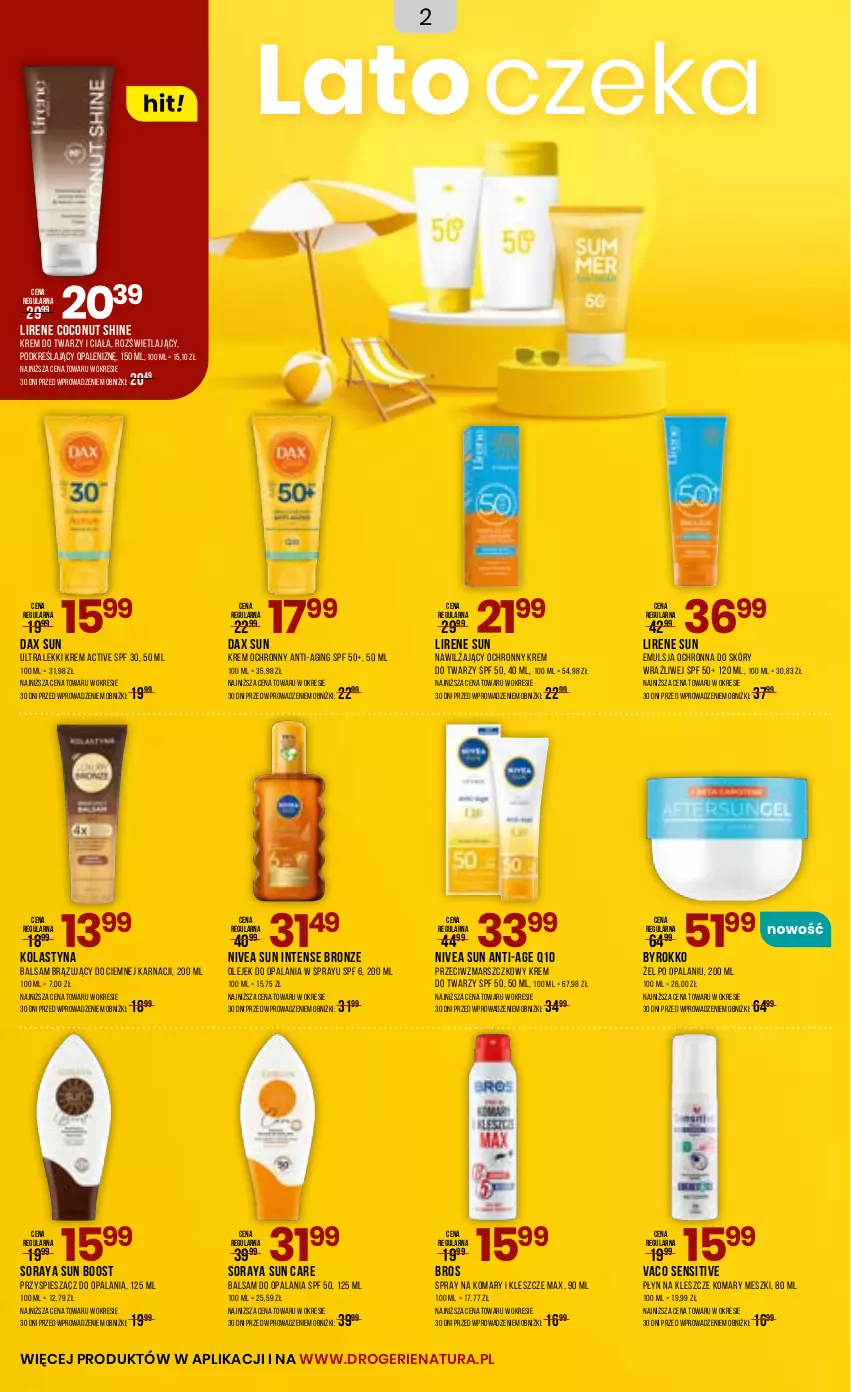 Gazetka promocyjna Drogerie Natura - Gazetka Drogerie Natura - ważna 23.06 do 04.07.2025 - strona 2 - produkty: DAX, Emulsja, Gin, Krem do twarzy, Lirene, Mars, Nivea, Ochronny krem, Olej