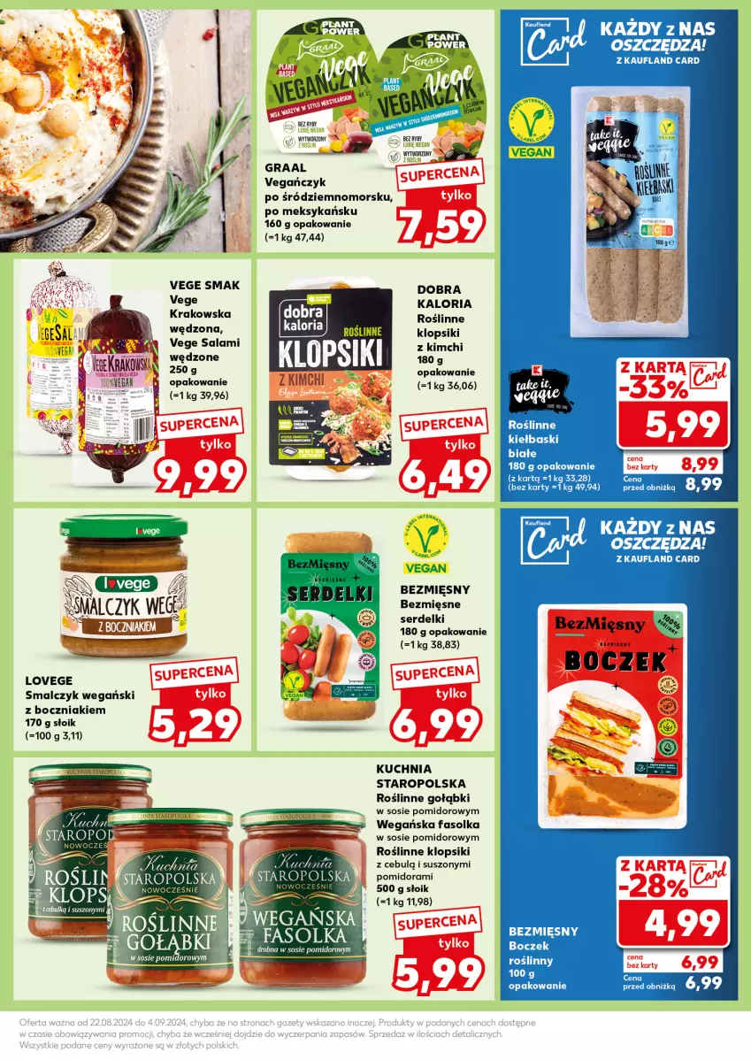 Gazetka promocyjna Kaufland - Kaufland - ważna 02.09 do 04.09.2024 - strona 21 - produkty: Boczniak, Fa, Gra, Graal, Kiełbaski białe, Klopsiki, Kuchnia, Kuchnia Staropolska, LANA, Roślinne kiełbaski, Salami, Ser, Serdelki, Sos