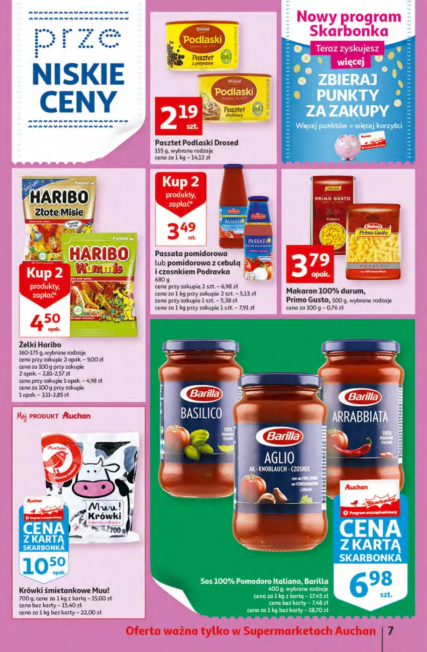 Gazetka promocyjna Auchan - Szkoła oszczędzania Supermarkety 25-31.08 - ważna 29.08 do 31.08.2022 - strona 7 - produkty: Barilla, Haribo, Makaron, Pasztet, Podlaski, Podravka, Rum, Ryż, Ser, Sos