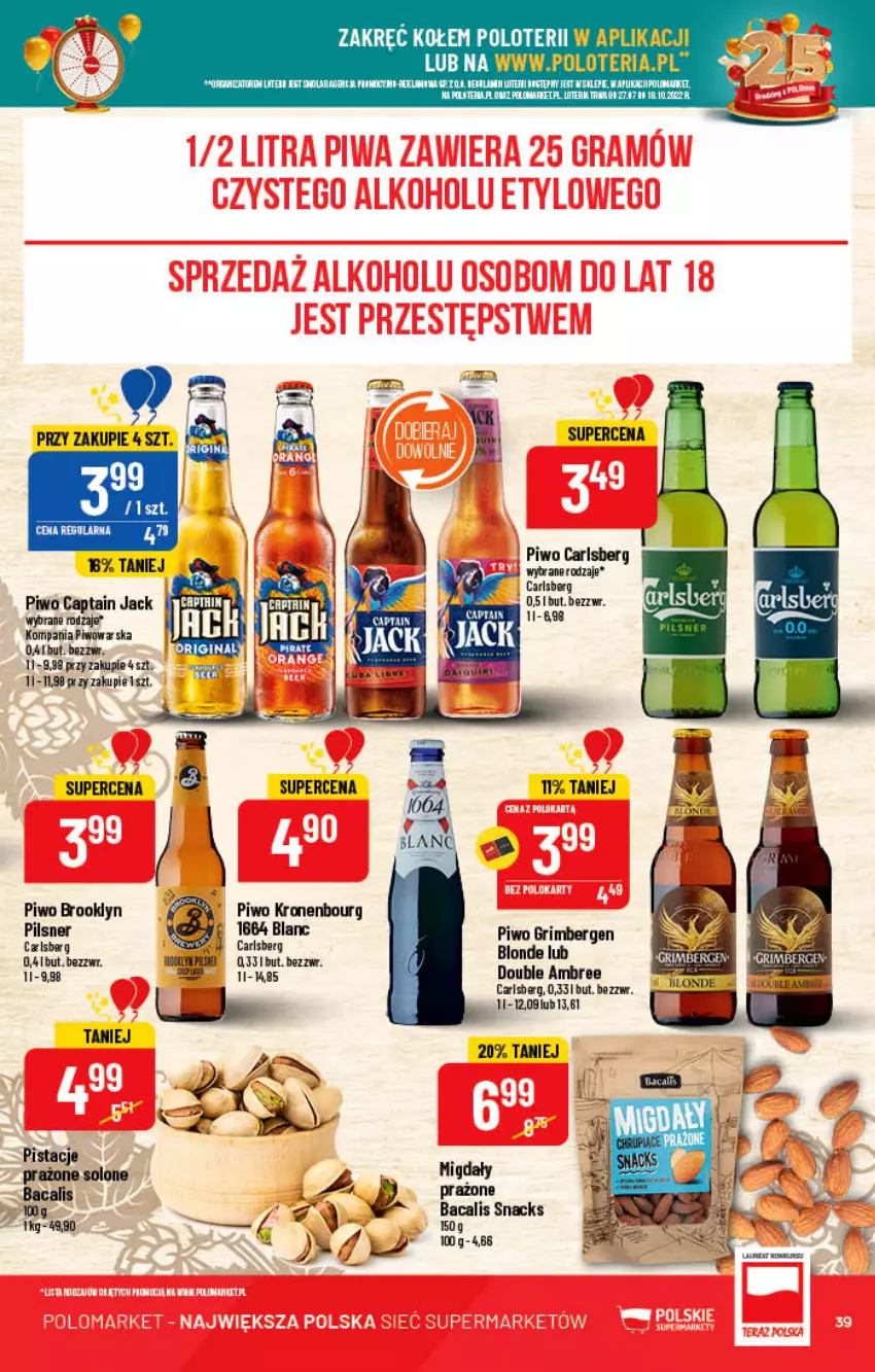 Gazetka promocyjna PoloMarket - Gazetka pomocyjna - ważna 17.08 do 23.08.2022 - strona 39 - produkty: Captain Jack, Carlsberg, Pistacje, Piwo, Pur