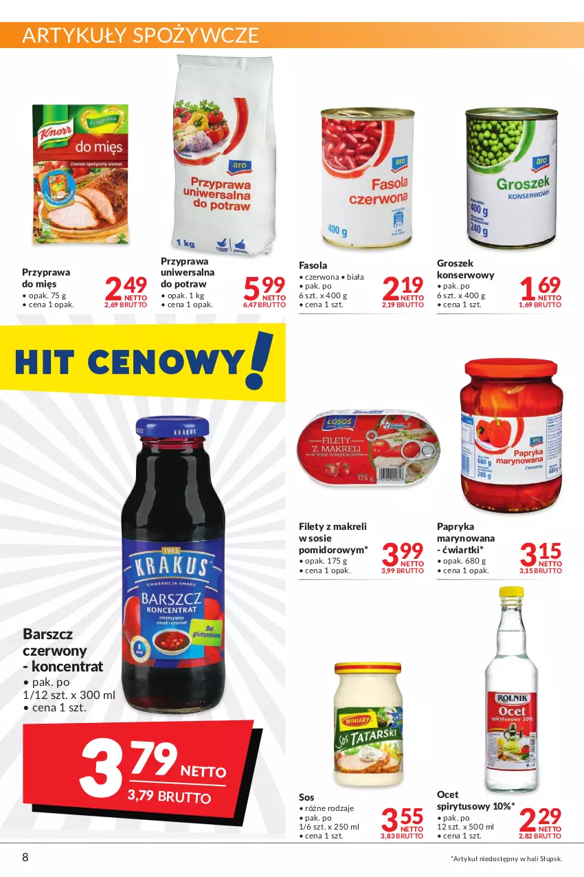 Gazetka promocyjna Makro - [Oferta promocyjna] Artykuły spożywcze i przemysłowe - ważna 31.05 do 13.06.2022 - strona 8 - produkty: Artykuły spożywcze, Fa, Fasola, Groszek, Ocet, Papryka, Papryka marynowana, Przyprawa uniwersalna, Ser, Sos