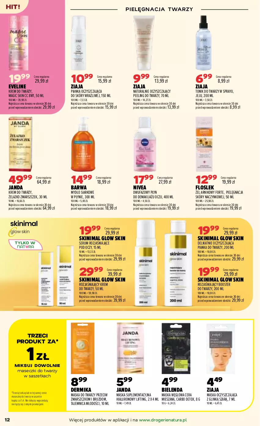Gazetka promocyjna Drogerie Natura - Gazetka Drogerie Natura - ważna 08.09 do 21.09.2026 - strona 12 - produkty: Bielenda, Booster, Dermika, Eveline, Fa, Krem do twarzy, Makijaż, Mars, Maska, Maska do twarzy, Mydło, Nivea, Peeling, Pielęgnacja skóry, Rum, Ser, Serum, Tonik, Tonik do twarzy, Ziaja