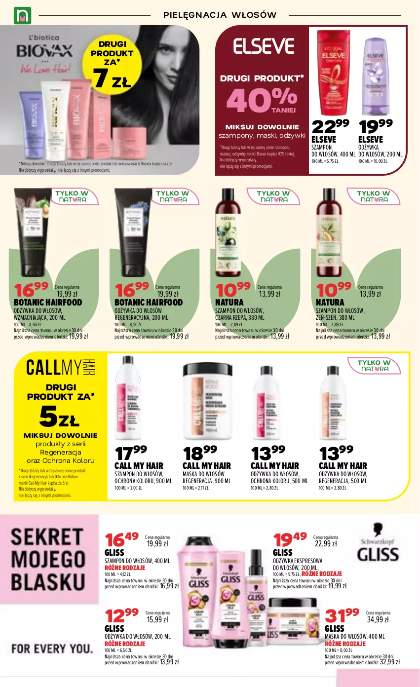 Gazetka promocyjna Drogerie Natura - Gazetka Drogerie Natura - ważna 08.09 do 21.09.2026 - strona 14 - produkty: Biovax, Elseve, Maska, Maska do włosów, Odżywka, Pielęgnacja włosów, Ser, Szampon