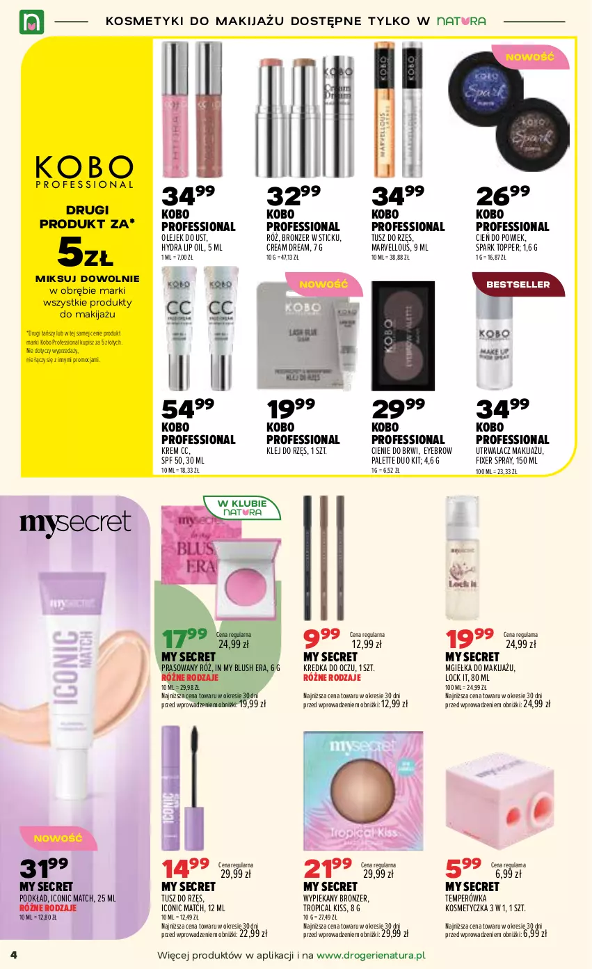 Gazetka promocyjna Drogerie Natura - Gazetka Drogerie Natura - ważna 08.09 do 21.09.2026 - strona 4 - produkty: Bronzer, Cień, Gra, Klej, KOBO, Kosmetyczka, Kredka, Makijaż, Olej, Palette, Podkład, Produkty do makijażu, Rama, Top, Tropical, Tusz