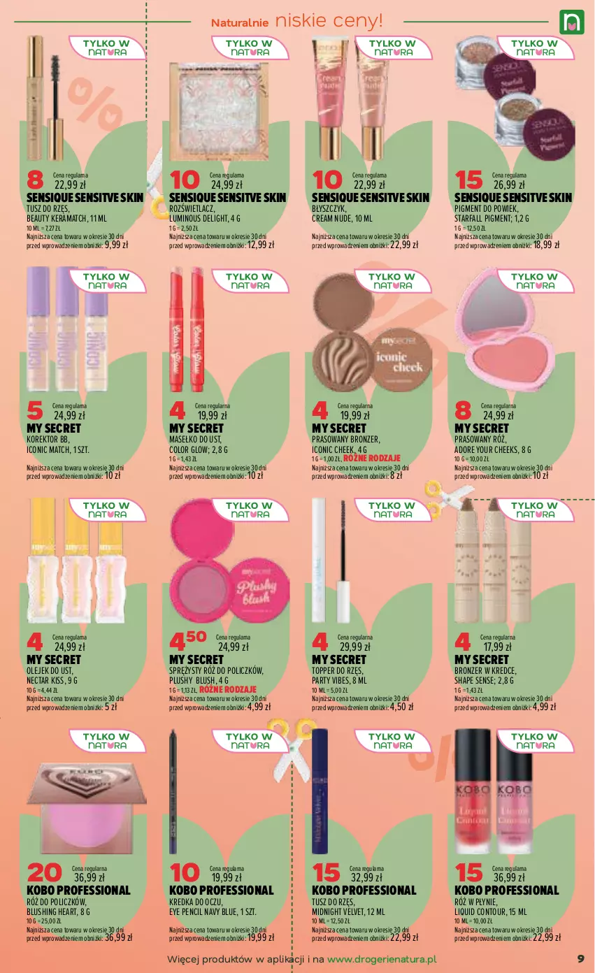 Gazetka promocyjna Drogerie Natura - Gazetka Drogerie Natura - ważna 08.09 do 21.09.2026 - strona 9 - produkty: Bronzer, Fa, KOBO, Kredka, Olej, Rama, Róż do policzków, Rozświetlacz, Top, Tusz, Velvet