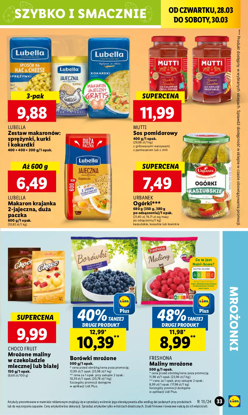 Gazetka promocyjna Lidl - GAZETKA - ważna 28.03 do 30.03.2024 - strona 41 - produkty: Bell, Bella, Grill, Lubella, Makaron, Maliny, Parmezan, Sos, Sos pomidorowy, Warzywa, Wazon